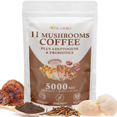 OLOBIO Mushroom Coffee bag showing the 11-mushroom blend for smooth energy