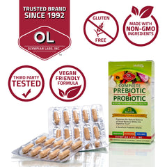 Close-up of the Olympian Labs probiotic label highlighting 25 billion shelf-stable cultures.