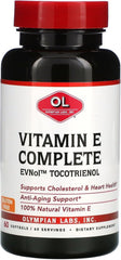 Olympian Labs Vitamin E Complete Tocomin bottle shows full-spectrum tocotrienols for balanced support.