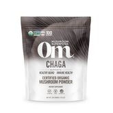 OM Mushroom Superfood Chaga Powder jar shows antioxidant support for daily wellness