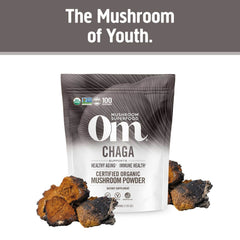 OM Mushroom Superfood Chaga Powder pouch ideal for versatile mixing