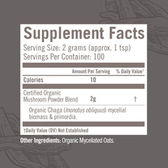 OM Mushroom Superfood Chaga Powder texture closeup reveals earthy richness
