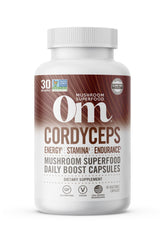 OM MUSHROOM SUPERFOOD cordyceps capsules bottle for sustained daily energy