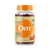 OM Mushroom Superfood Lions Mane gummies bottle for convenient cognitive support.