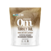 Om Mushroom Superfood turkey tail powder pouch front view highlighting immune-support formula.