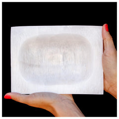 Om Zone large selenite bowl with polished finish for crystal cleansing and charging.