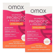Omax3 women's cranberry extract probiotic bottle for daily vaginal and urinary health support.