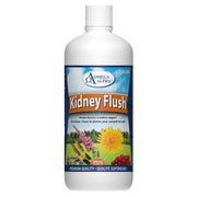 Omega Alpha Kidney Flush bottle pour showing herbal formula for daily kidney support