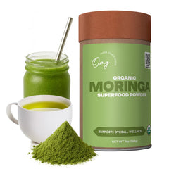 OMG Superfoods Moringa Powder package shows organic label for clean daily nutrition.