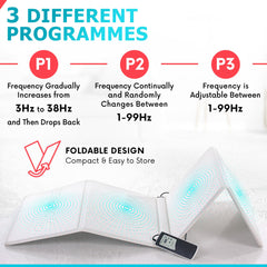 OMI magnetic field therapy mat folded for compact storage and easy portability.