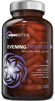 OmniBiotics Organic Evening Primrose Oil bottle showing pure oil for daily balance.