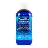 Pouring OmniBlue Ocean Minerals into water to support hydration and electrolyte balance.