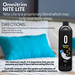 Omnitrition OmniTrim Nite Lite bottle label highlighting USA-made quality.