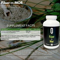 Omnitrition Fiber-N-Mor bottle-pour demonstrates easy mixing with water