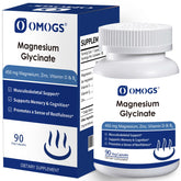OMOGS high-absorption magnesium glycinate bottle for daily use supporting relaxed nerves