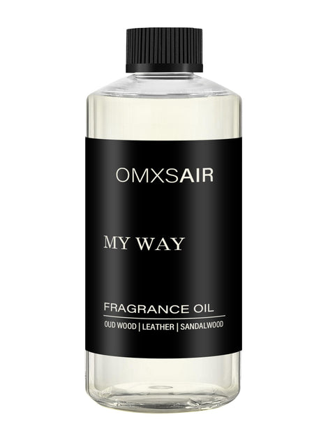 omxsair My Way diffuser oil bottle presenting sandalwood cedar iris for calm home ambiance