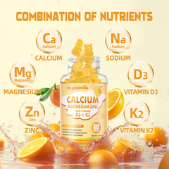 On Greenvita calcium magnesium zinc gummies orange berry flavor closeup boosts flavor appeal