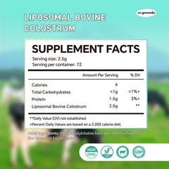 On Greenvita colostrum powder scoop beside the tin for daily use