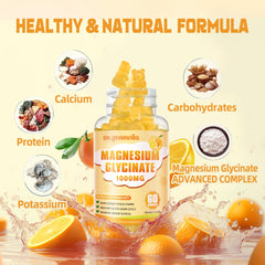 On Greenvita Magnesium Glycinate Gummies close-up of orange gummies with soft texture.