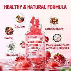 Closeup of strawberry-flavored gummies from On Greenvita brand.