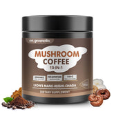 On Greenvita mushroom coffee bottle with energy-boosting 10-mushroom blend