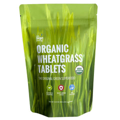 On Target Living Wheatgrass Tablets bottle front showing brand and greens form