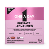 One A Day Prenatal Advanced bottle with pills supporting prenatal brain nutrition