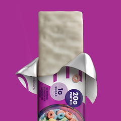 Gluten-free symbol confirms ONE Fruity Cereal Bar as gluten-free.