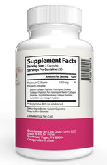 One Good Earth Collagen ingredients chart lists collagen types and micronutrients for tissue support.
