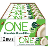 ONE Chocolate Almond Bliss protein bar ready for on-the-go protein