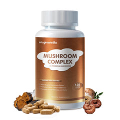 OnGreenvita Mushroom Complex 2600mg bottle showing high-potency daily formula.