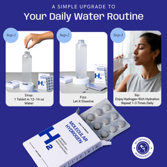 ONLY HUMAN H2 unflavored tablets keep water tasting clean while adding hydrogen.