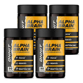 ONNIT Alpha Brain bottle front promotes daily focus and mental clarity.
