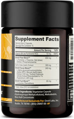 ONNIT Alpha Brain bottle label close-up highlighting non-GMO verification and ingredient list.