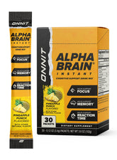 ONNIT Alpha Brain Instant Pineapple Punch canister front view for better focus