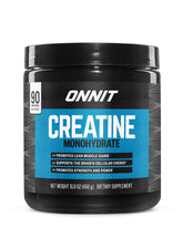 ONNIT Creatine Monohydrate Powder unflavored bottle highlights lean muscle support.