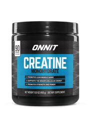 ONNIT Creatine Monohydrate Powder unflavored bottle highlights lean muscle support.