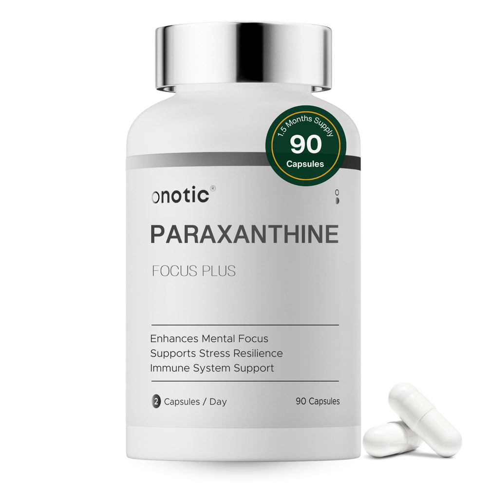 ONOTIC 90 Paraxanthine capsules bottle for steady daytime energy