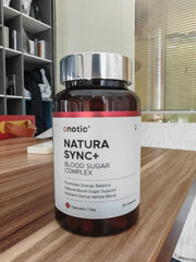 ONOTIC Blood Sugar Complex packaging highlighting vegan, gluten-free and non-GMO claims
