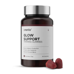 ONOTIC Tanning Gummies raspberry bottle for daily use and tasty carotenoid blend