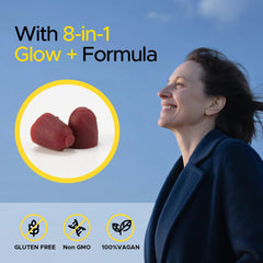 ONOTIC Tanning Gummies texture closeup shows chewy, sugar-free daily supplement