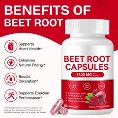 Onznoz Beetroot Capsules bottle side view highlighting vegan, gluten-free formula.