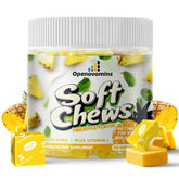 Openovomins iron soft chews pineapple bottle ideal for daily energy support