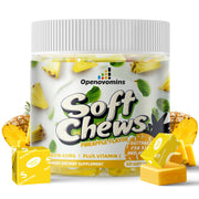 Openovomins iron soft chews pineapple bottle ideal for daily energy support