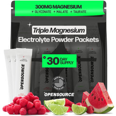 OPENSOURCE Watermelon electrolyte packet designed for on-the-go hydration.