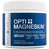 Opti + Life MD Opti Magnesium bottle shown for daily relaxation support.