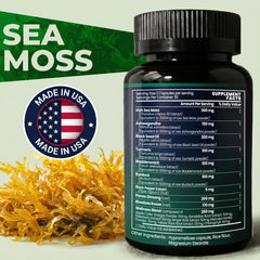 Opti Health sea moss blend ingredients close up with burdock root and bladderwrack