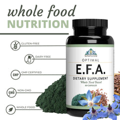 Optimal Health Systems EFA flaxseed oil bottle rich in ALA for heart health