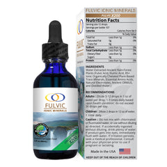 Optimally Organic fulvic drops bottle ready to mix into water for electrolytes.