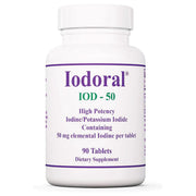 Optimox Iodoral 50 mg bottle with non-GMO and gluten-free formulation highlighting thyroid support potential